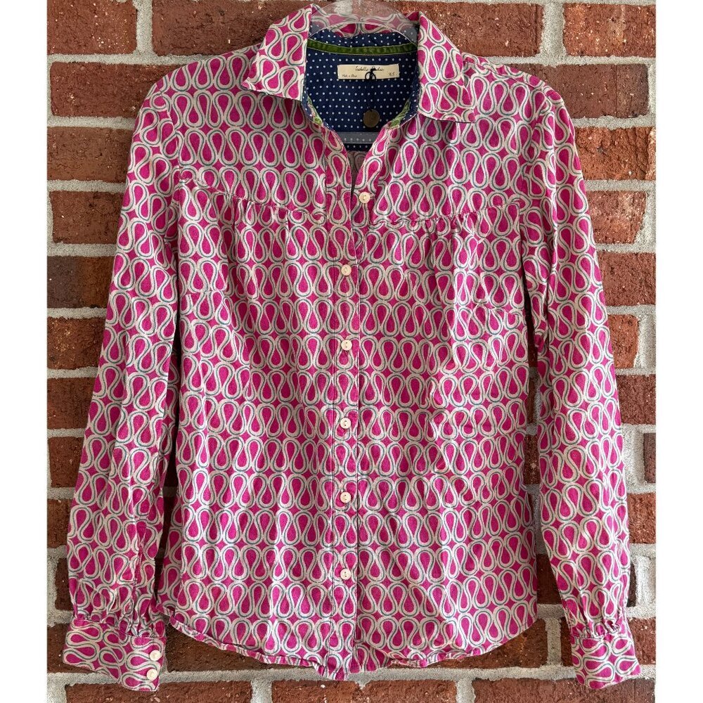Isabella Sinclair Pink Geometric Print Button-Front Blouse | XS